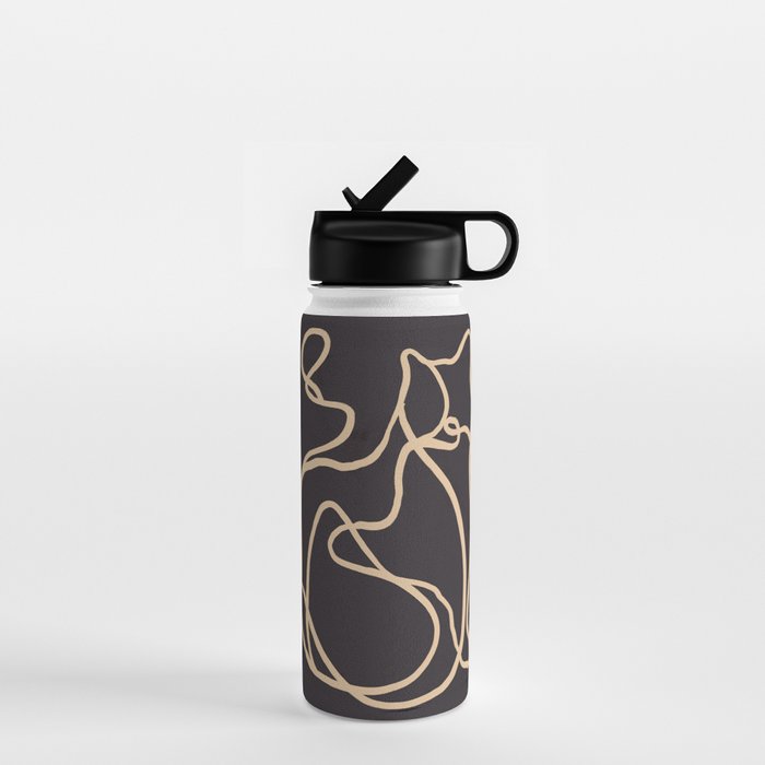 Abstract Line Art Cat 2 Water Bottle Gallery Image 1