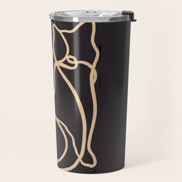 Abstract Line Art Cat 2 Travel Mug Gallery Image 2