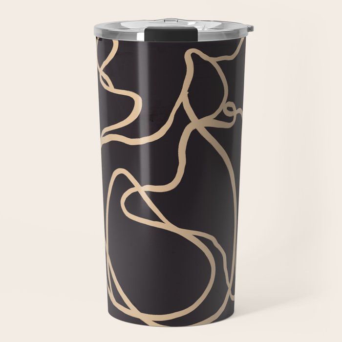 Abstract Line Art Cat 2 Travel Mug Gallery Image 1