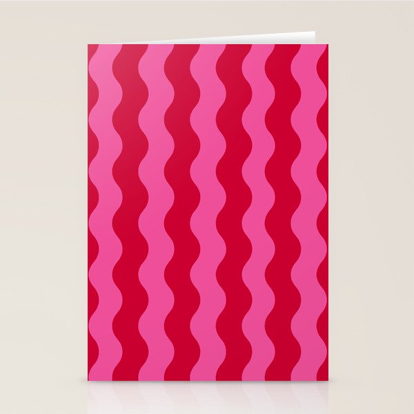  Red and Pink Candy Striped Waves Stationery Card Gallery Image 2