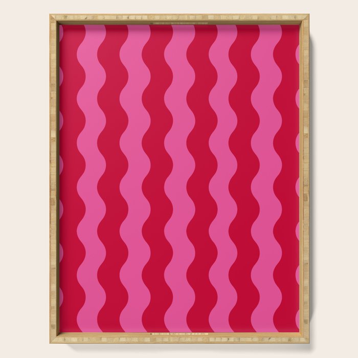  Red and Pink Candy Striped Waves Serving Tray Gallery Image 1