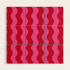  Red and Pink Candy Striped Waves Wood Wall Art Gallery Image 1