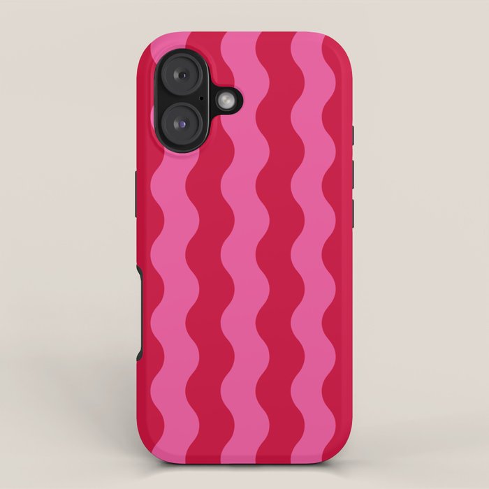  Red and Pink Candy Striped Waves iPhone Case Gallery Image 1