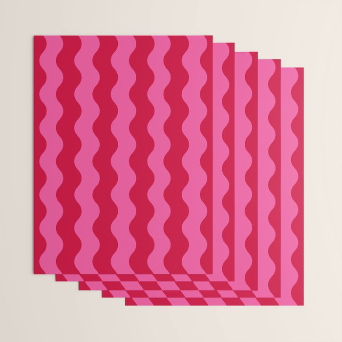  Red and Pink Candy Striped Waves Wrapping Paper Gallery Image 3