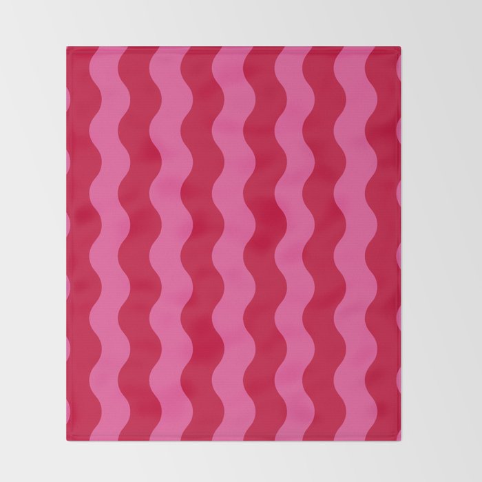  Red and Pink Candy Striped Waves Throw Blanket Gallery Image 2