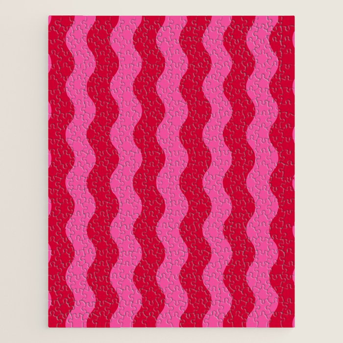  Red and Pink Candy Striped Waves Jigsaw Puzzle Gallery Image 1