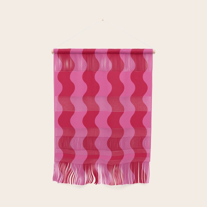  Red and Pink Candy Striped Waves Wall Hanging Gallery Image 1