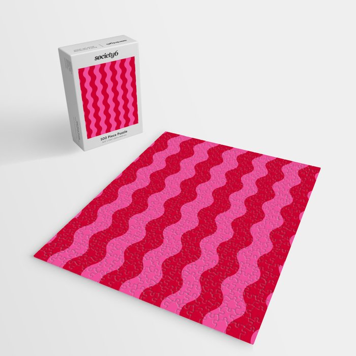  Red and Pink Candy Striped Waves Jigsaw Puzzle Gallery Image 2