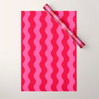  Red and Pink Candy Striped Waves Wrapping Paper Gallery Image 1