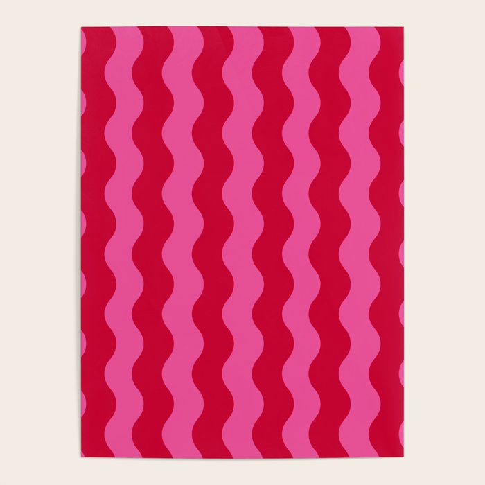  Red and Pink Candy Striped Waves Poster Gallery Image 4