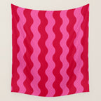  Red and Pink Candy Striped Waves Wall Tapestry Gallery Image 4
