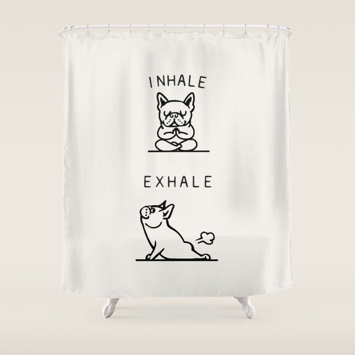 Inhale Exhale Frenchie Shower Curtain Gallery Image 1