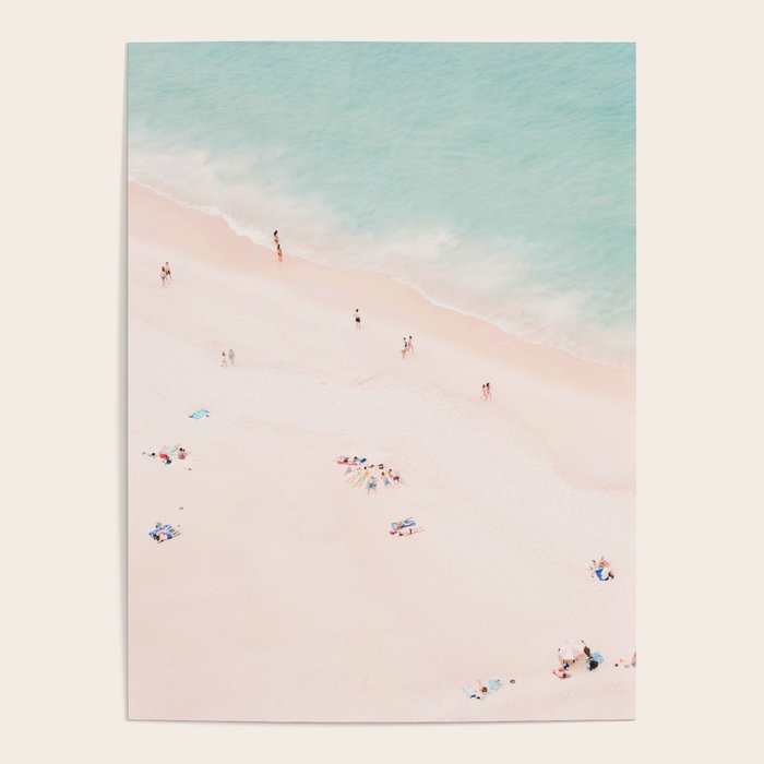 Aerial Beach Summer Bliss - Elegant Minimal Beach People - Ocean - Sea Photography by Ingrid Beddoes Poster Gallery Image 1