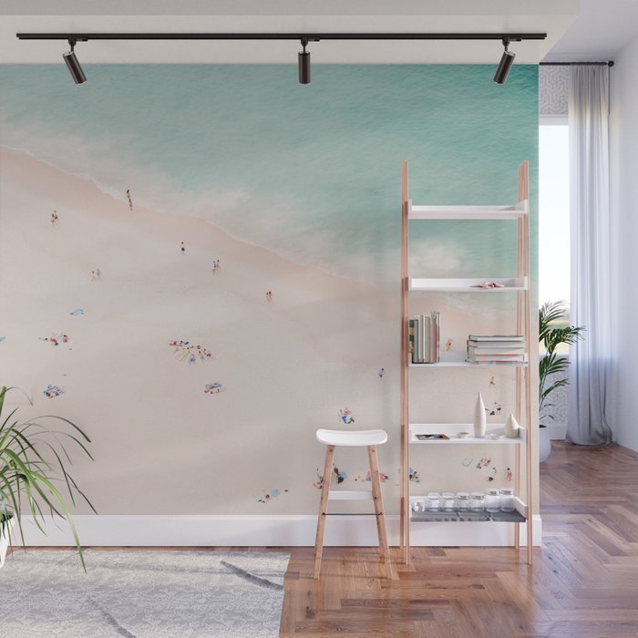 Aerial Beach Summer Bliss - Elegant Minimal Beach People - Ocean - Sea Photography by Ingrid Beddoes Wall Mural Gallery Image 1