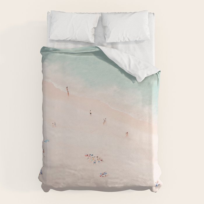 Aerial Beach Summer Bliss - Elegant Minimal Beach People - Ocean - Sea Photography by Ingrid Beddoes Duvet Cover Gallery Image 1