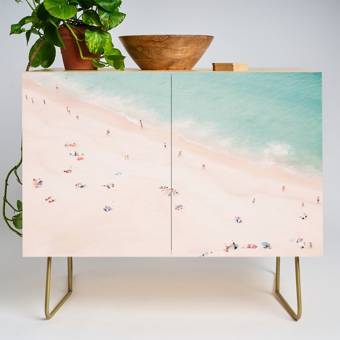 Aerial Beach Summer Bliss - Elegant Minimal Beach People - Ocean - Sea Photography by Ingrid Beddoes Credenza Gallery Image 1