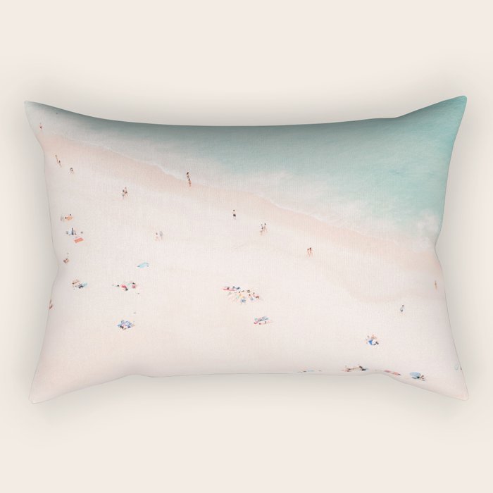 Aerial Beach Summer Bliss - Elegant Minimal Beach People - Ocean - Sea Photography by Ingrid Beddoes Rectangular Pillow Gallery Image 2