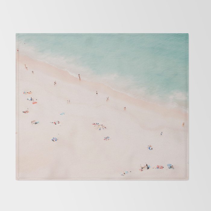 Aerial Beach Summer Bliss - Elegant Minimal Beach People - Ocean - Sea Photography by Ingrid Beddoes Throw Blanket Gallery Image 2