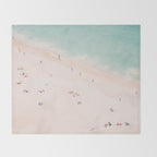 Aerial Beach Summer Bliss - Elegant Minimal Beach People - Ocean - Sea Photography by Ingrid Beddoes Throw Blanket Gallery Image 2