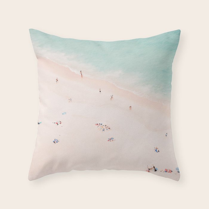 Aerial Beach Summer Bliss - Elegant Minimal Beach People - Ocean - Sea Photography by Ingrid Beddoes Throw Pillow Gallery Image 6