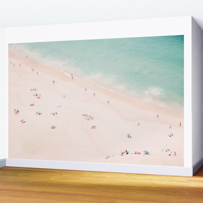 Aerial Beach Summer Bliss - Elegant Minimal Beach People - Ocean - Sea Photography by Ingrid Beddoes Wall Mural Gallery Image 2