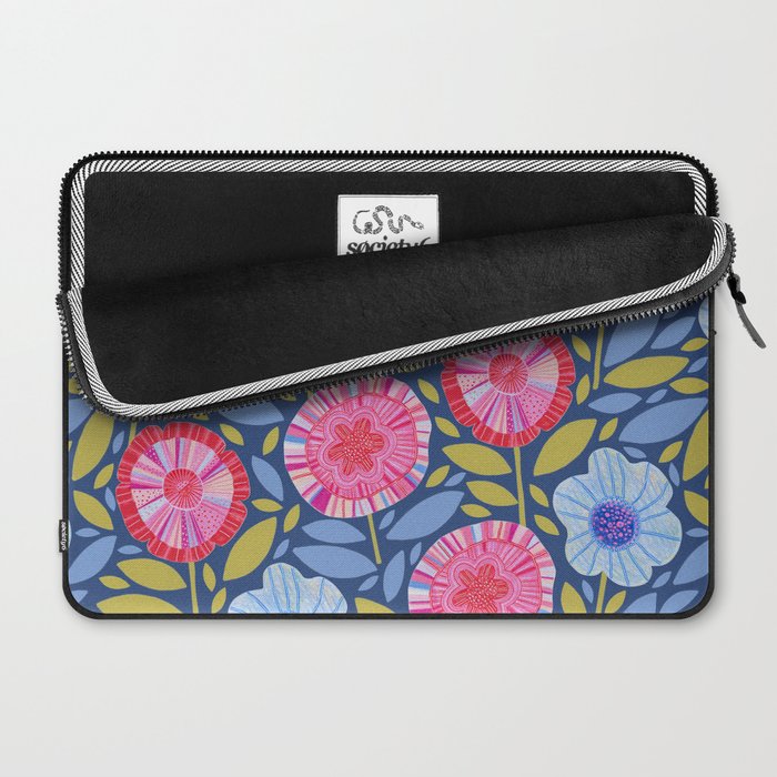 Folk Floral Blossoms in Eggplant Purple Laptop Sleeve Gallery Image 2