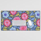 Folk Floral Blossoms in Eggplant Purple Desk Mat Gallery Image 1