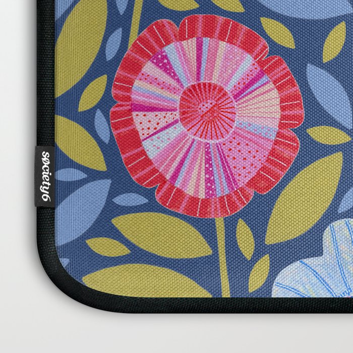 Folk Floral Blossoms in Eggplant Purple Laptop Sleeve Gallery Image 3