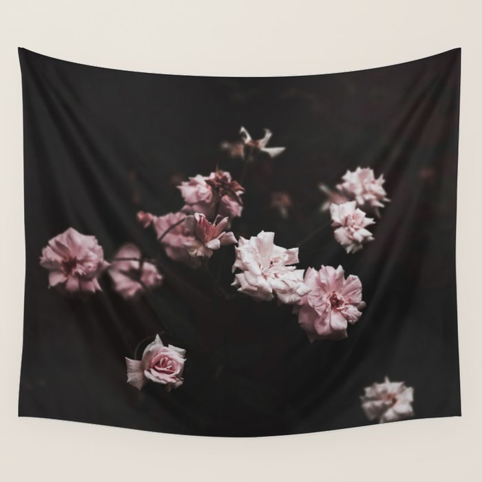 Wild Pink Roses - Flower photography - Dramatic Floral - nature Wall Tapestry Gallery Image 4