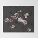 Wild Pink Roses - Flower photography - Dramatic Floral - nature Throw Blanket Gallery Image 2