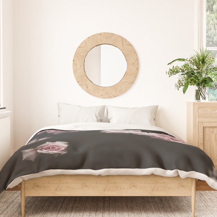 Wild Pink Roses - Flower photography - Dramatic Floral - nature Duvet Cover Gallery Image 3