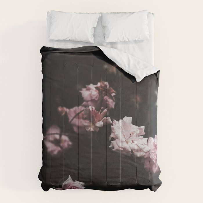 Wild Pink Roses - Flower photography - Dramatic Floral - nature Comforter Gallery Image 6