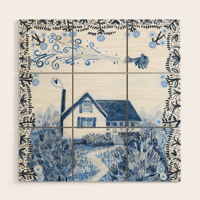 The Old Country Farm in Navy Blue - Farm House Decor Wood Wall Art Gallery Image 1