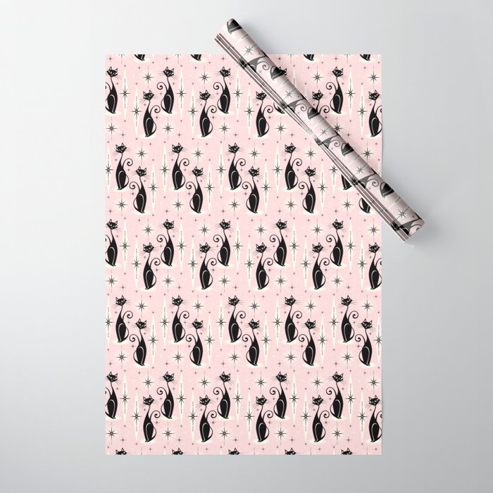 Mid Century Meow Retro Atomic Cats ©studioxtine Wrapping Paper Gallery Image 1