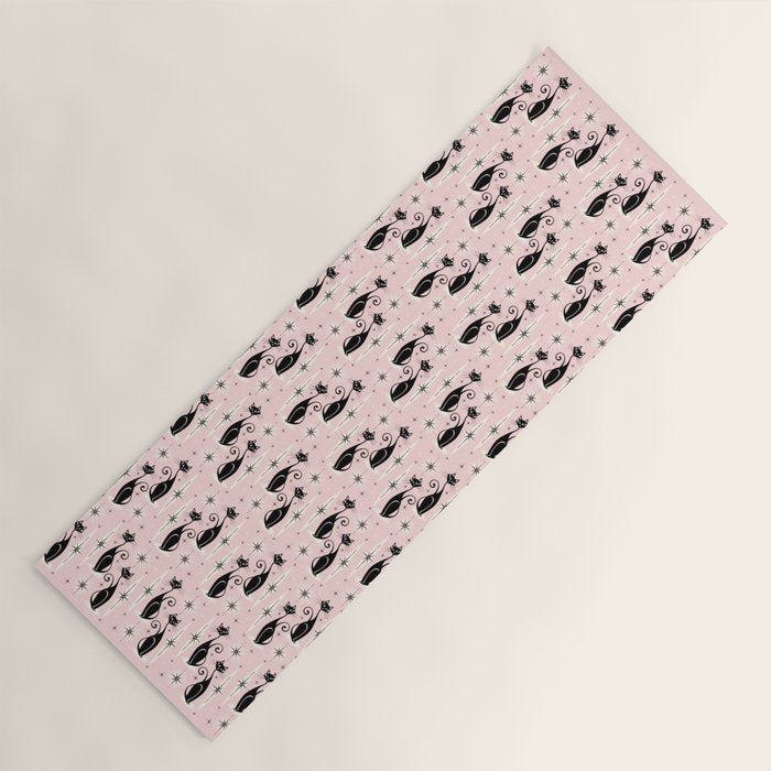 Mid Century Meow Retro Atomic Cats ©studioxtine Yoga Mat Gallery Image 1