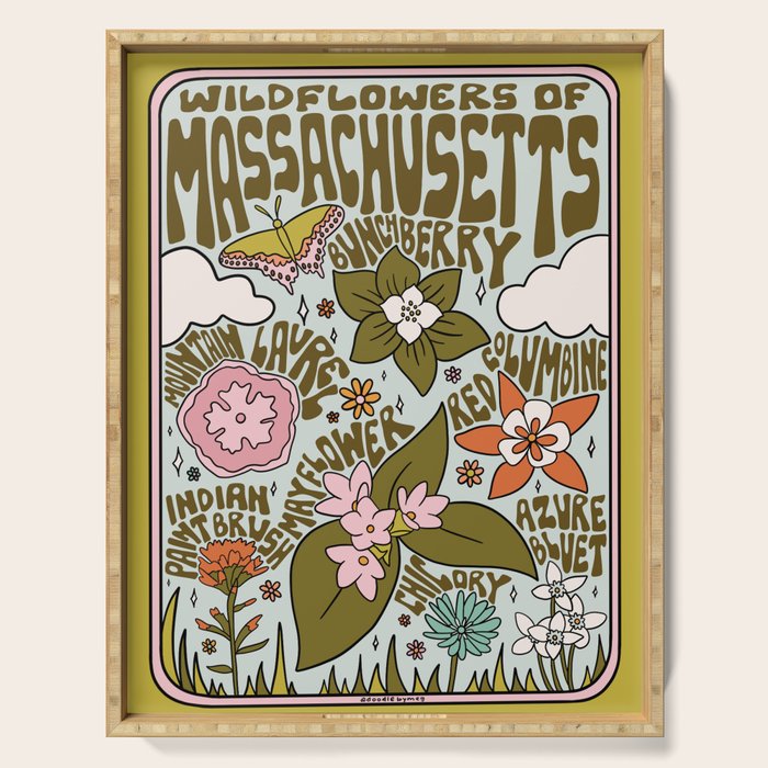 Massachusetts Wildflowers Serving Tray Gallery Image 1