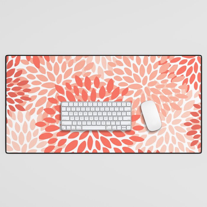 Flowers Pattern, Coral, Pink, Floral Prints Desk Mat Gallery Image 1