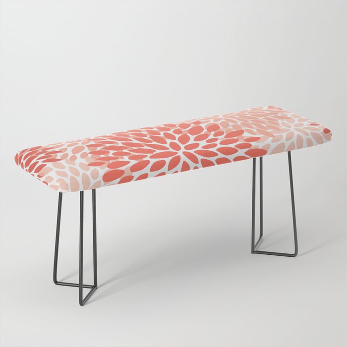 Flowers Pattern, Coral, Pink, Floral Prints Bench Gallery Image 1