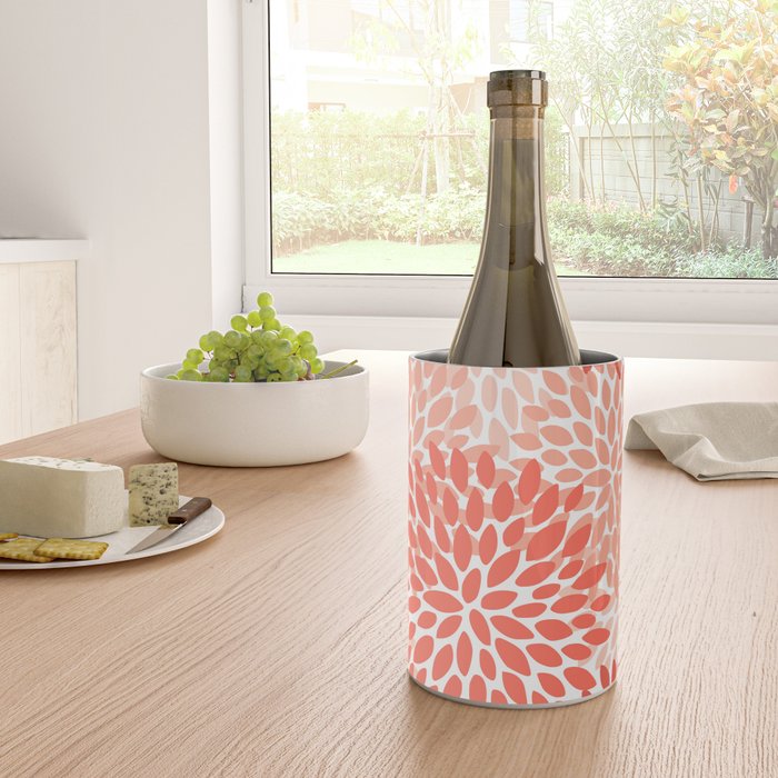 Flowers Pattern, Coral, Pink, Floral Prints Wine Chiller Gallery Image 4