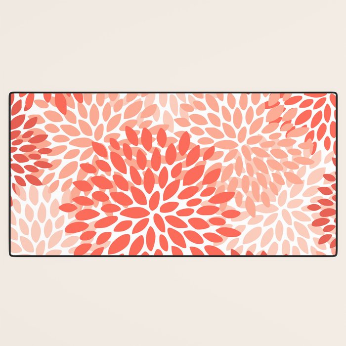 Flowers Pattern, Coral, Pink, Floral Prints Desk Mat Gallery Image 3