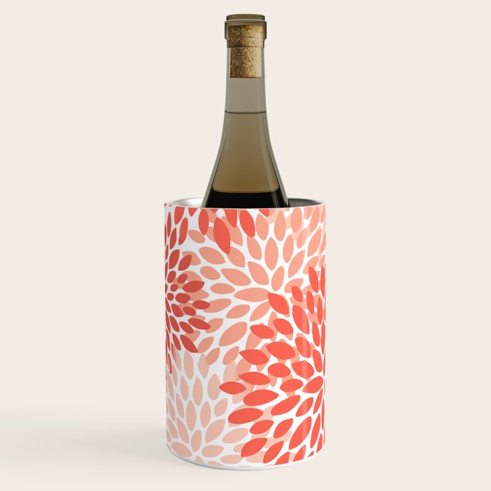 Flowers Pattern, Coral, Pink, Floral Prints Wine Chiller Gallery Image 2