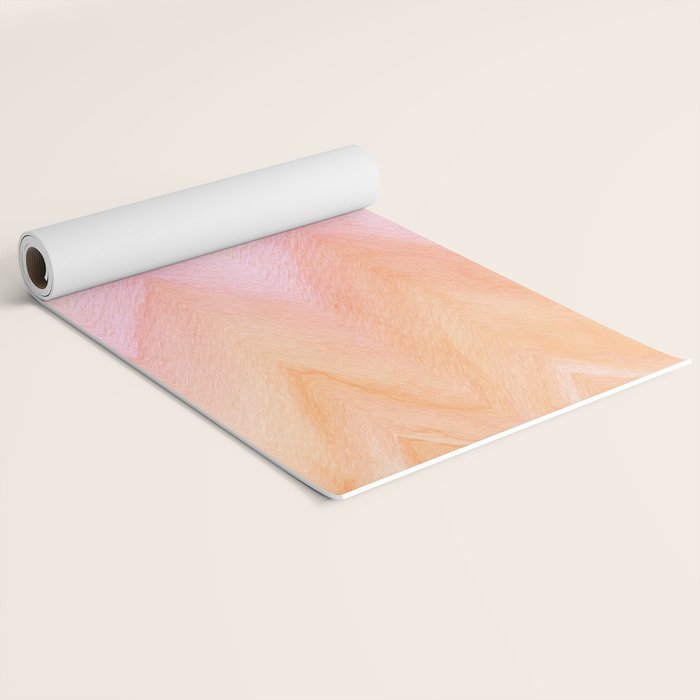 Blush pink orange watercolor hand painted ombre ikat Yoga Mat Gallery Image 2