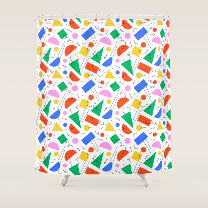 Colorful abstract geometric shape art pattern Shower Curtain Gallery Image 1