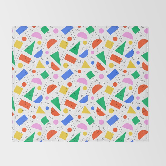 Colorful abstract geometric shape art pattern Throw Blanket Gallery Image 2