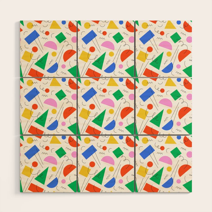Colorful abstract geometric shape art pattern Wood Wall Art Gallery Image 1