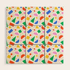 Colorful abstract geometric shape art pattern Wood Wall Art Gallery Image 1