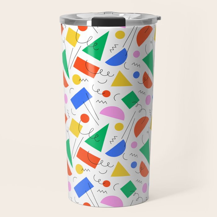 Colorful abstract geometric shape art pattern Travel Mug Gallery Image 1