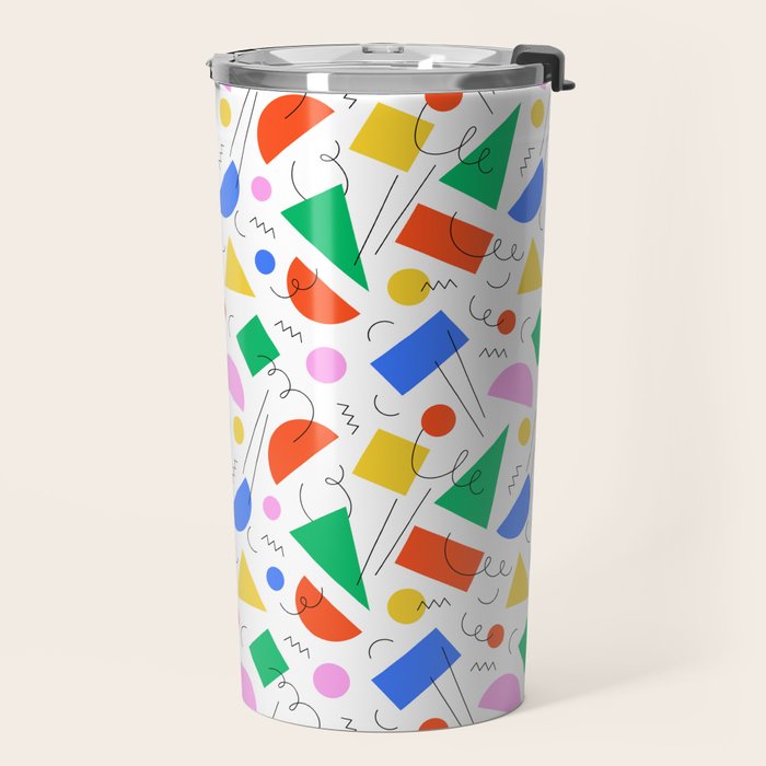 Colorful abstract geometric shape art pattern Travel Mug Gallery Image 2