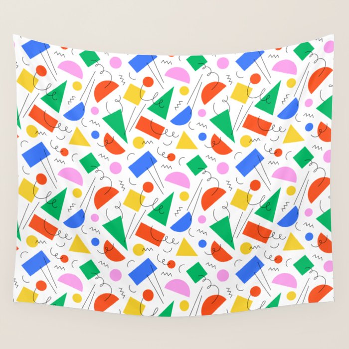Colorful abstract geometric shape art pattern Wall Tapestry Gallery Image 4