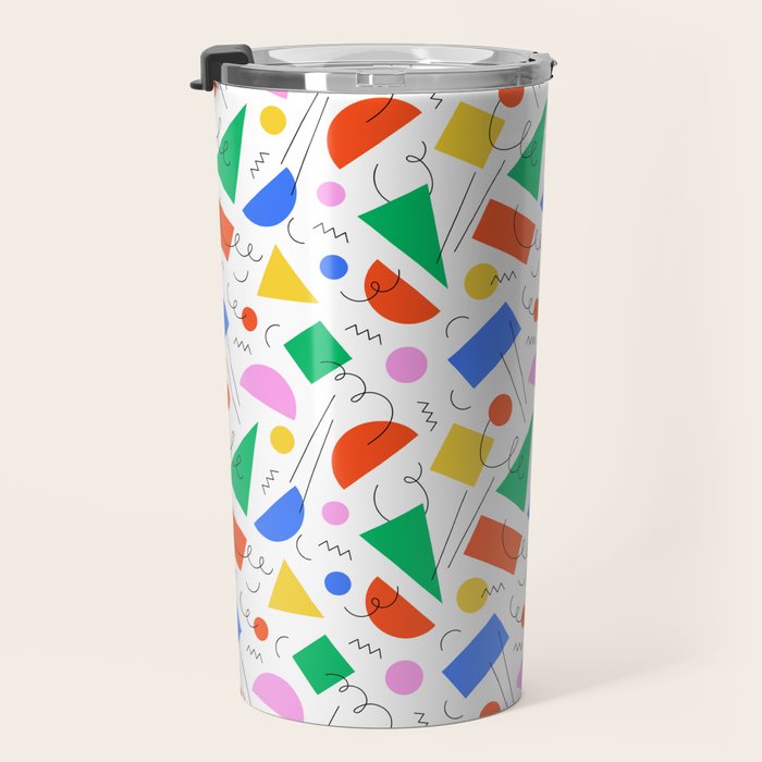 Colorful abstract geometric shape art pattern Travel Mug Gallery Image 3